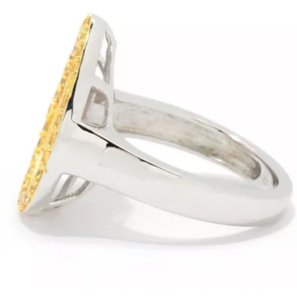 Gemstone Pear Shaped‎ Halo Ring yellow sapphire